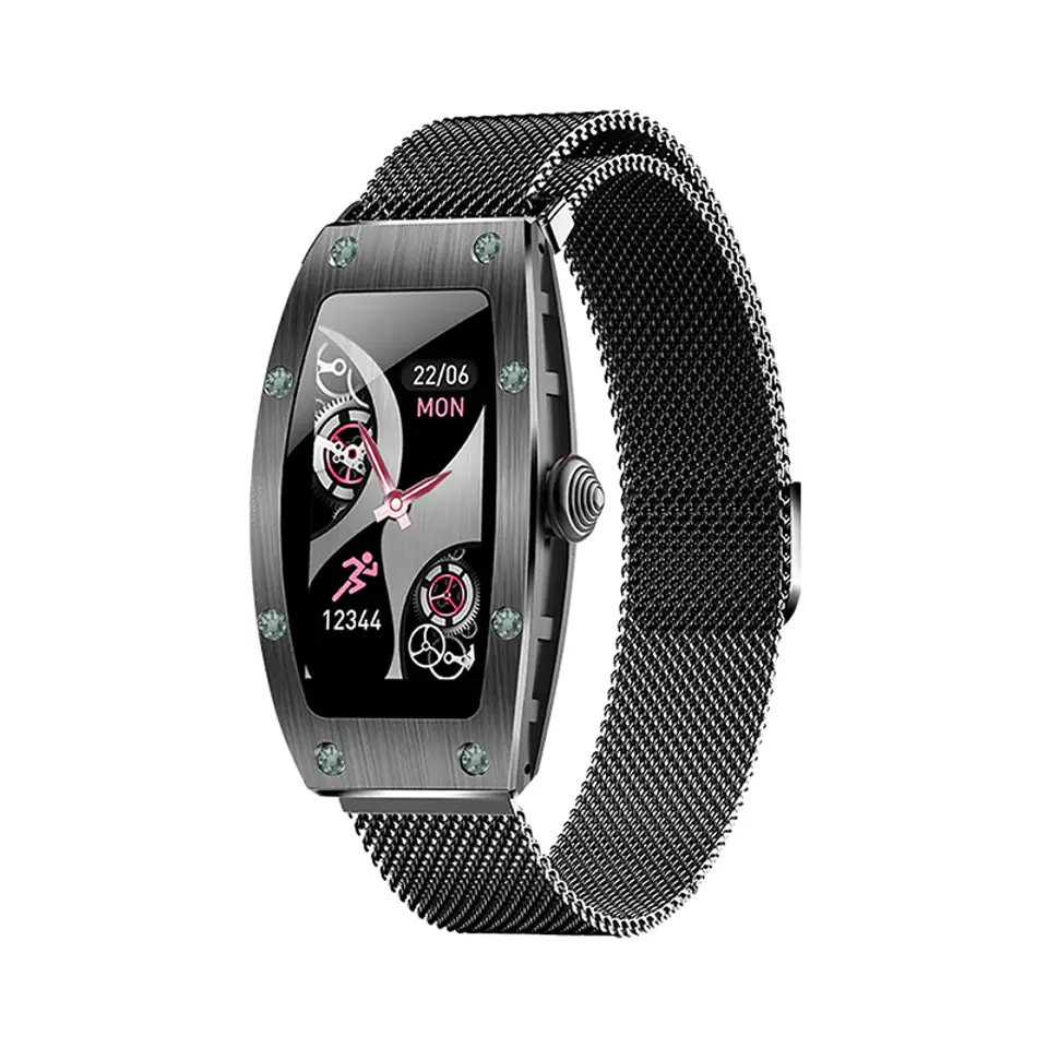 ⁨Smartwatch Kumi K18 Svarovski czarny⁩ w sklepie Wasserman.eu