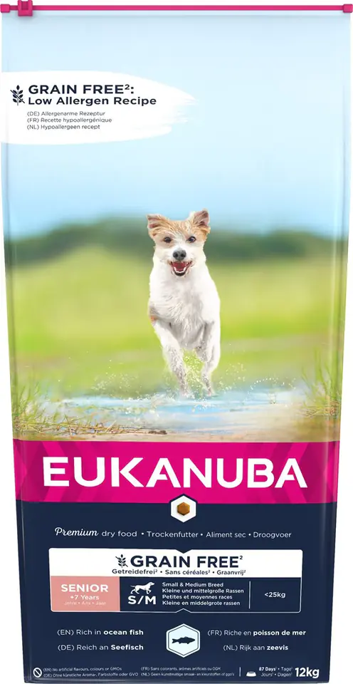 ⁨EUKANUBA Grain Free Senior small/medium breed, Ocean fish - dry dog food - 12 kg⁩ at Wasserman.eu