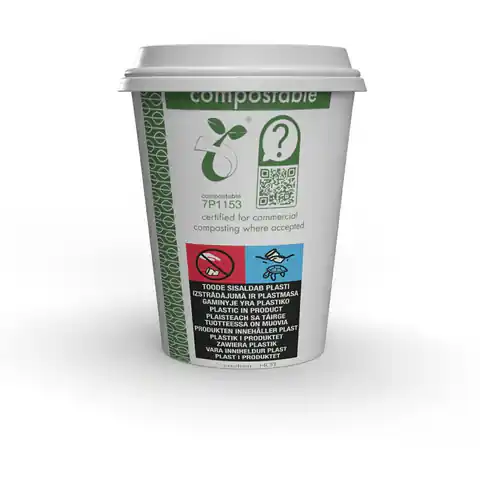 ⁨Kubki papierowe Green Leaf 250ml 50 szt. 8oz 100% biodegradowalne LV-8-GR VEGWARE⁩ w sklepie Wasserman.eu