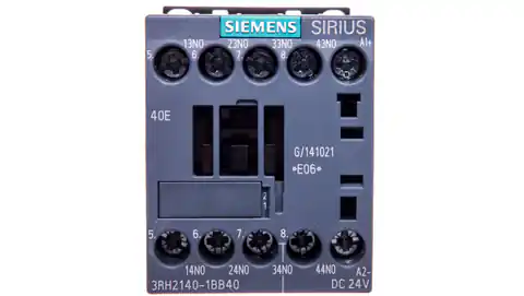 ⁨Przekaźnik pomocniczy 4NO cewka 24V DC S00 połączenie śrubowe SIRIUS 3RH2140-1BB40⁩ w sklepie Wasserman.eu