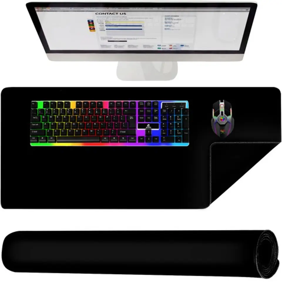 ⁨Mouse pad keyboard desk protection mat large XXL 90x45cm Black⁩ at Wasserman.eu