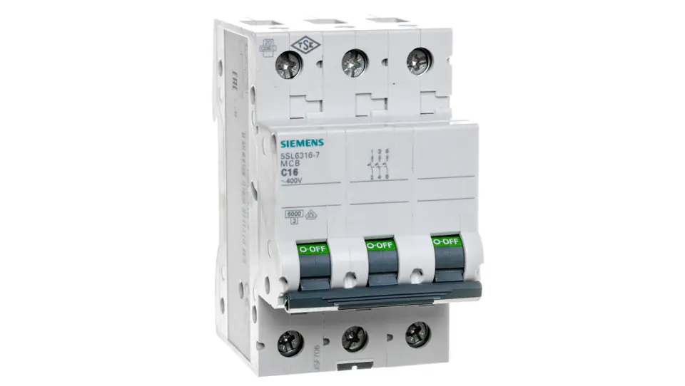 ⁨Over Current Circuit Breaker 3P C 16A 6kA AC 5SL6316-7⁩ at Wasserman.eu