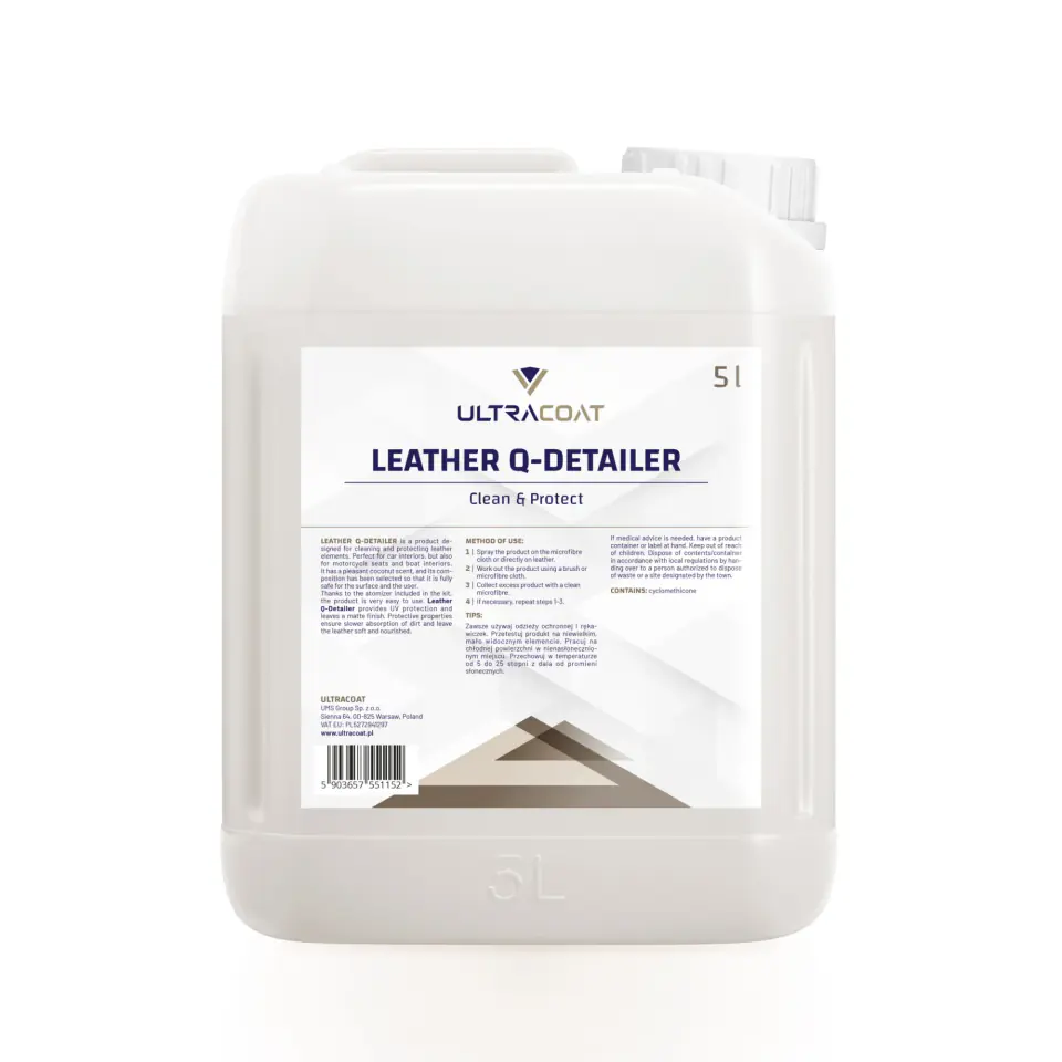 ⁨Ultracoat Leather Q-Detailer 5L - produkt do czyszczenia i zabezpieczenia skóry⁩ w sklepie Wasserman.eu