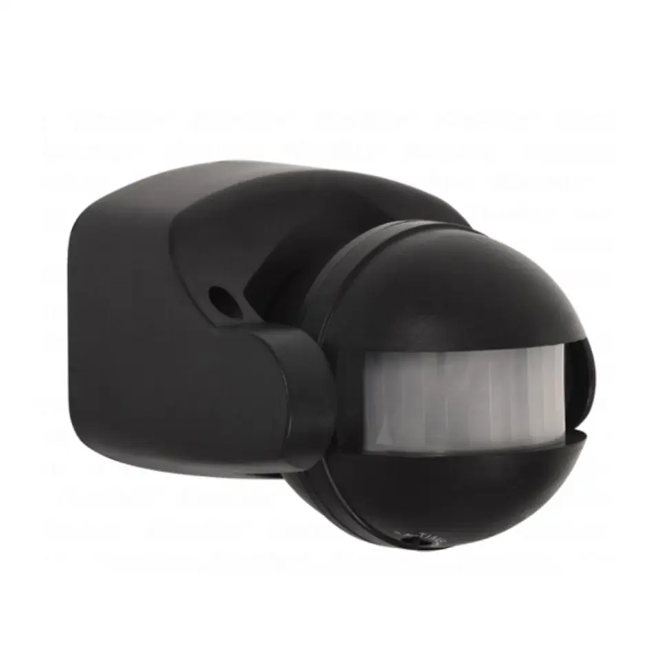 ⁨Motion sensor 180°, vertical adjustment, IP44, 1200W, black⁩ at Wasserman.eu