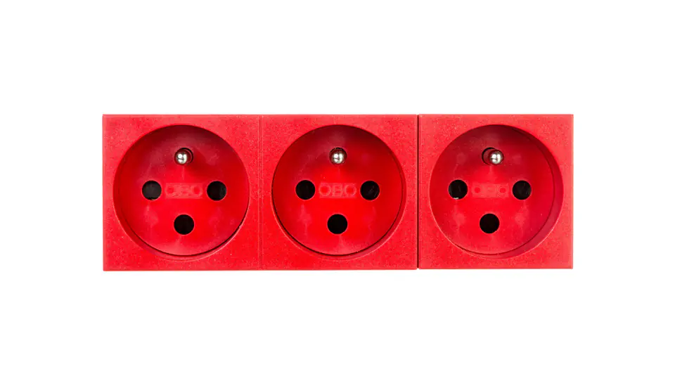 ⁨M45 power socket triple z/u 16A red STD-F0K SRO3 6120316⁩ at Wasserman.eu