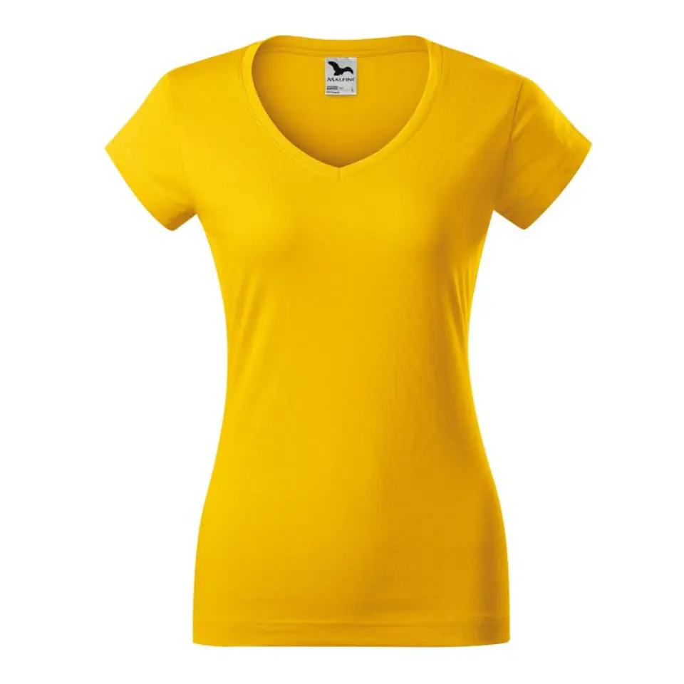 ⁨Koszulka Malfini Fit V-neck W (kolor Żółty, rozmiar 2XL)⁩ w sklepie Wasserman.eu