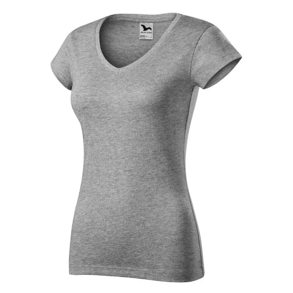 ⁨Koszulka Malfini Fit V-neck W (kolor Szary/Srebrny, rozmiar L)⁩ w sklepie Wasserman.eu