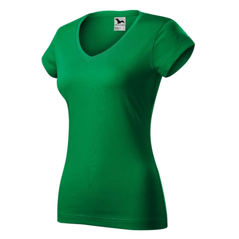 ⁨Koszulka Malfini Fit V-neck W (kolor Zielony, rozmiar 2XL)⁩ w sklepie Wasserman.eu