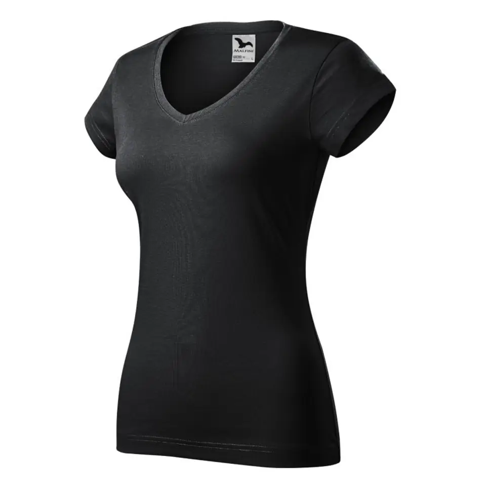 ⁨Koszulka Malfini Fit V-neck W (kolor Szary/Srebrny, rozmiar XS)⁩ w sklepie Wasserman.eu