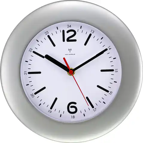 ⁨Zegar ścienny MPM Quality E01 srebrny⁩ w sklepie Wasserman.eu