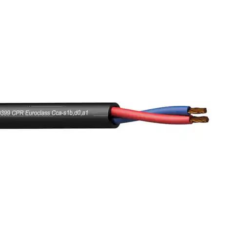 ⁨PROCAB CLS225-CCA/1 – Loudspeaker cable - 2 x 2.5 mm2 - 13 AWG -  EN50399 CPR Euroclass Cca-s1b,d0,a1 100 m wooden reel - Black version⁩ at Wasserman.eu