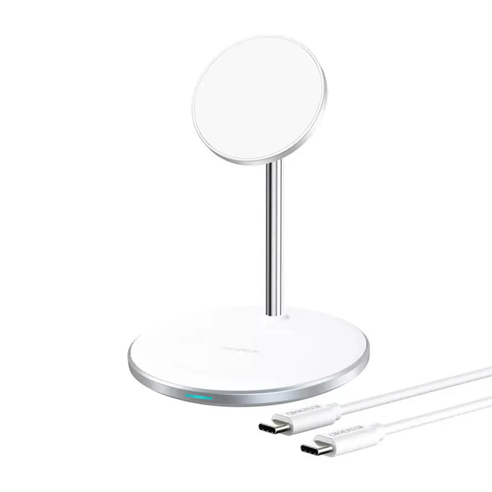 ⁨Choetech Qi Wireless Charger 15W for iPhone and AirPods MagSafe Compatible Magnetic Mount Silver (T581-F)⁩ at Wasserman.eu