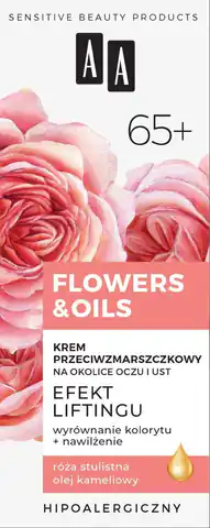 ⁨AA Flowers & Oils 65+ Krem przeciwzmarszczkowy na okolice oczu i ust - efekt liftingu 15ml⁩ w sklepie Wasserman.eu