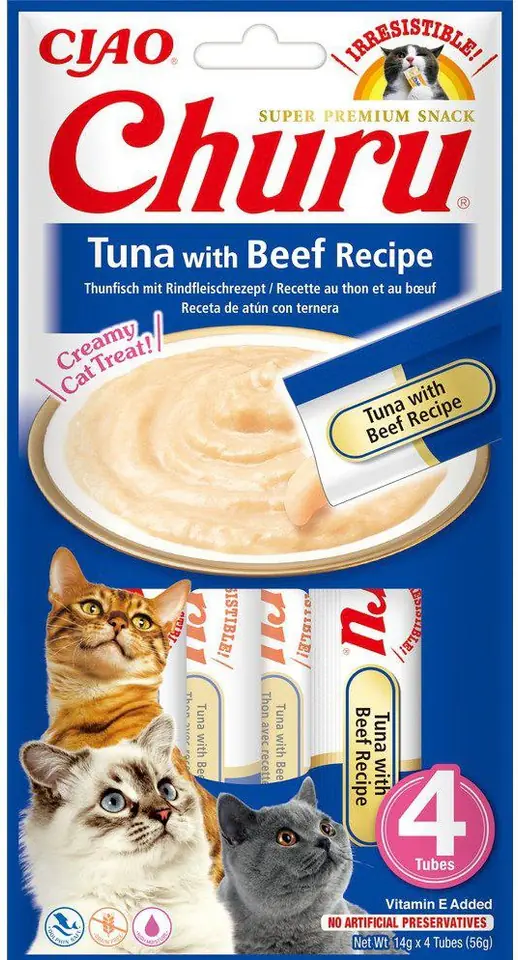 ⁨INABA Churu Tuna with Beef Recipe - cat treats - 4x14 g⁩ at Wasserman.eu