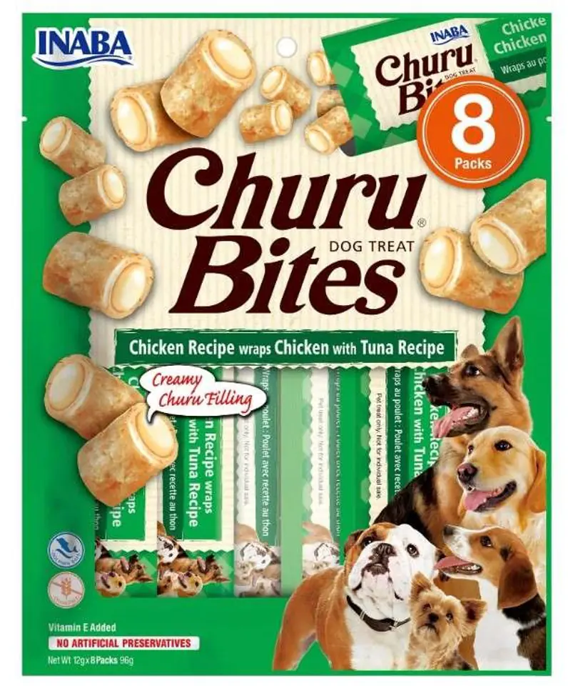 ⁨INABA Churu Bites Chicken with tuna recipe - Dog treat - 8x12g⁩ at Wasserman.eu