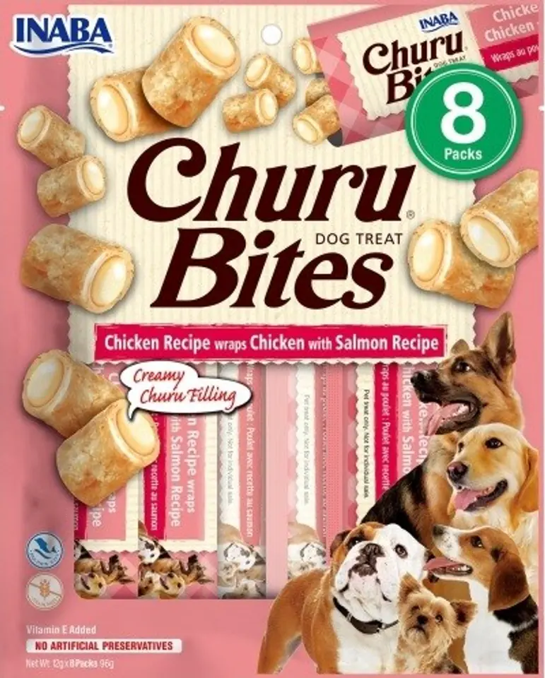 ⁨INABA Churu Bites Chicken with salmon recipe - Dog treat - 8x12g⁩ at Wasserman.eu