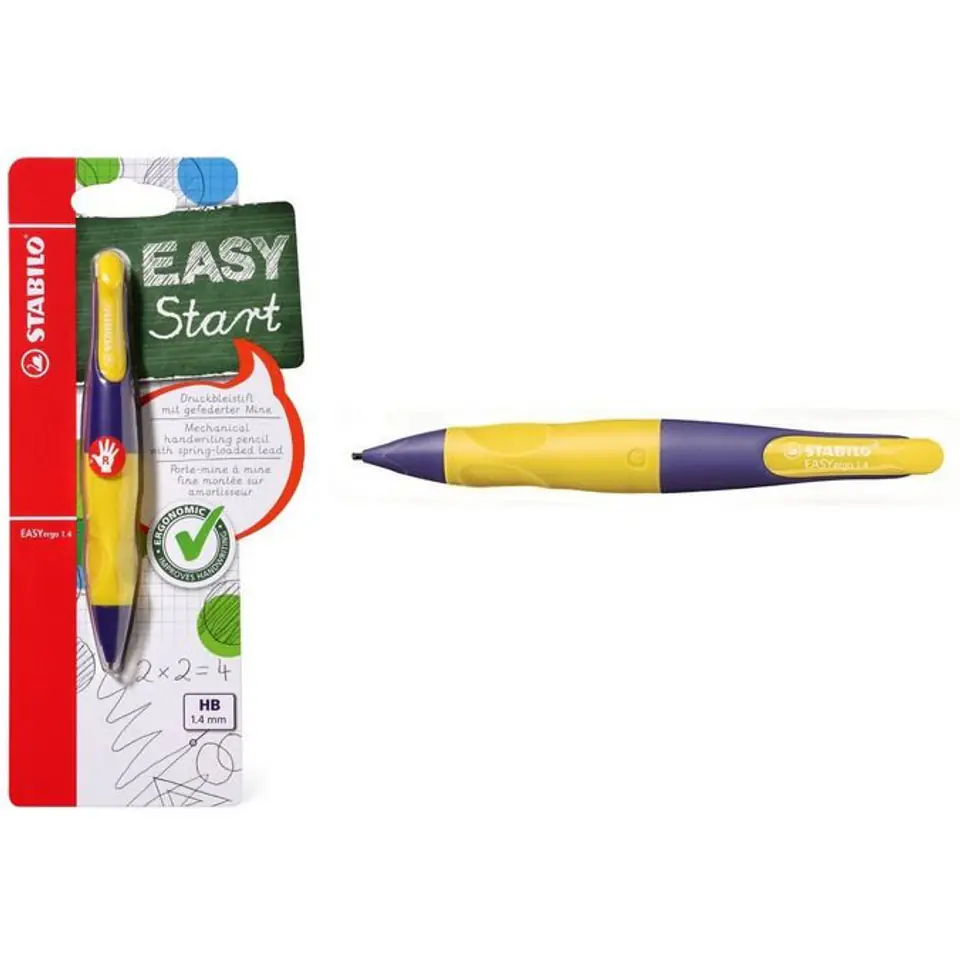 ⁨Ołówek STABILO EASYStart 1,4mm HB dla praworęcznych fioletowo żółty BLISTER B-46896⁩ w sklepie Wasserman.eu