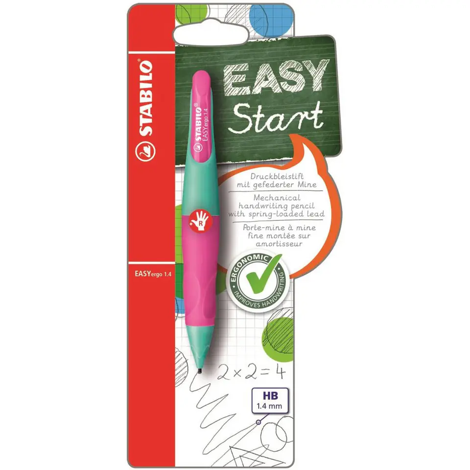 ⁨Ołówek STABILO EASYStart 1,4mm HB dla praworęcznych turkusowo różowy BLISTER B-46899⁩ w sklepie Wasserman.eu