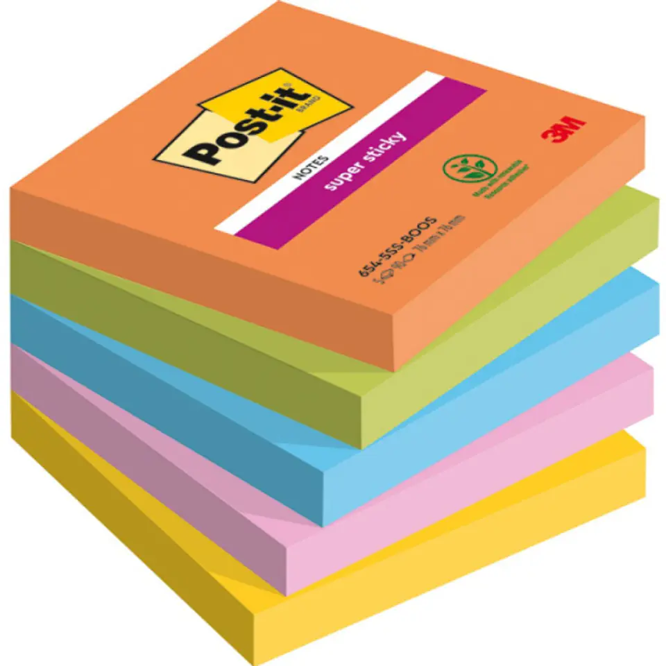 ⁨Bloczek samoprzylepny 76x76mm 90k mix kolorów (5szt) POST-IT Super Sticky BOOST⁩ w sklepie Wasserman.eu