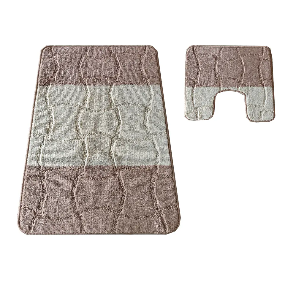 ⁨Komplet łazienkowy Montana z wycięciem Sariyer XL Beige : Rozmiar - Komplet (60 cm x 100 cm i 50 cm x 60 cm)⁩ w sklepie Wasserman.eu
