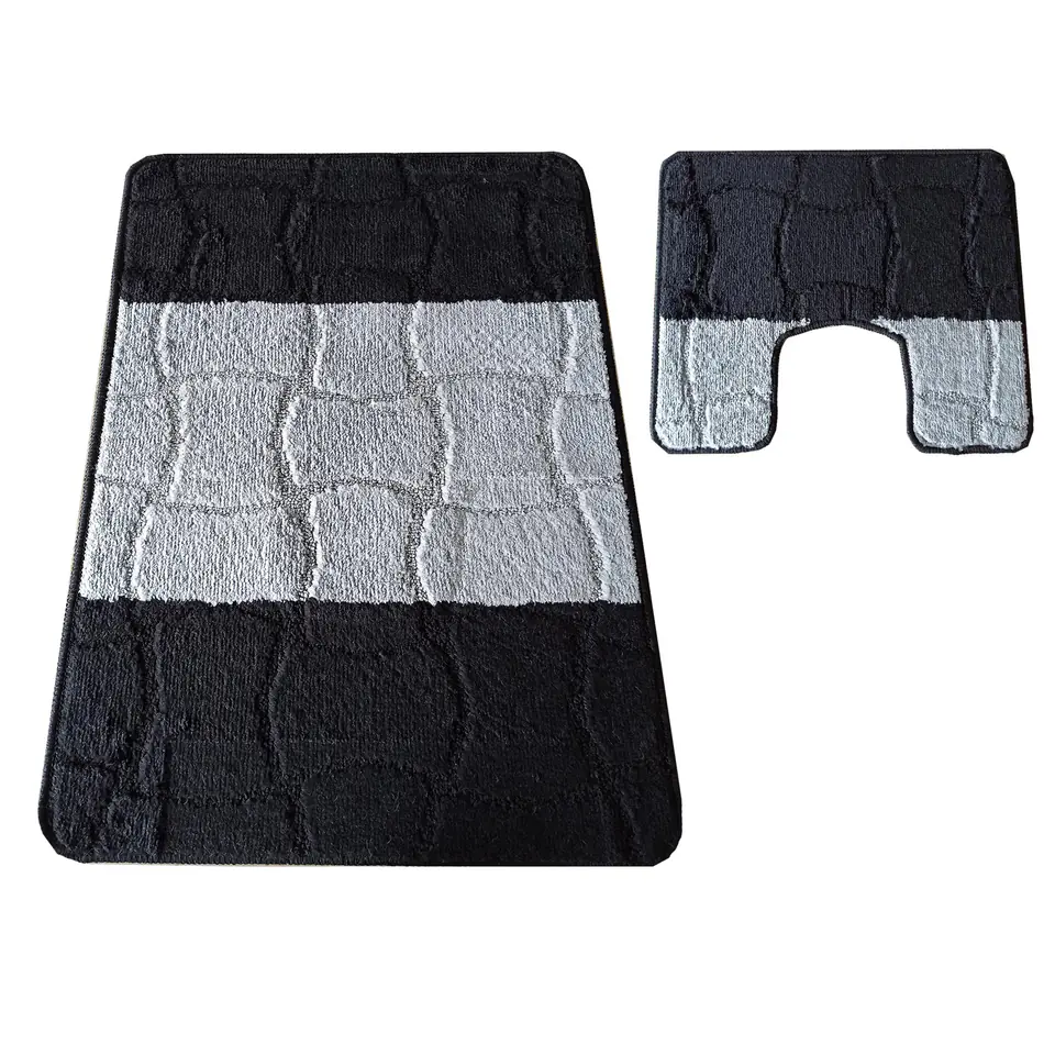 ⁨Komplet łazienkowy Montana z wycięciem Sariyer XL Black : Rozmiar - Komplet (60 cm x 100 cm i 50 cm x 60 cm)⁩ w sklepie Wasserman.eu