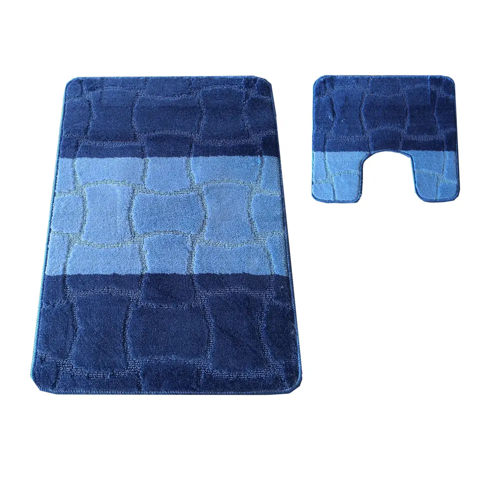 ⁨Komplet łazienkowy Montana z wycięciem Sariyer XL Blue : Rozmiar - Komplet (60 cm x 100 cm i 50 cm x 60 cm)⁩ w sklepie Wasserman.eu