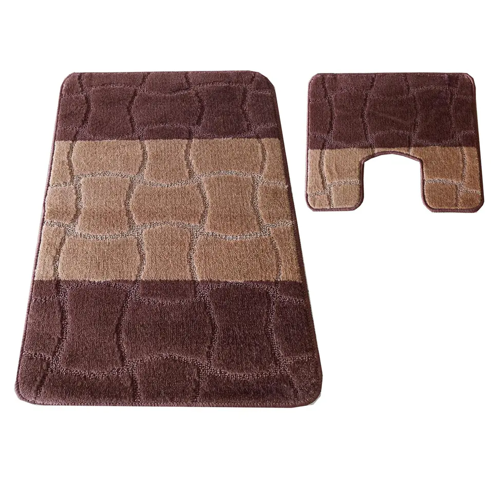 ⁨Komplet łazienkowy Montana z wycięciem Sariyer XL Brown : Rozmiar - Komplet (60 cm x 100 cm i 50 cm x 60 cm)⁩ w sklepie Wasserman.eu