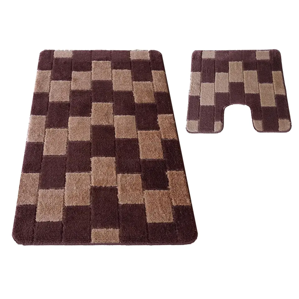 ⁨Komplet łazienkowy Montana z wycięciem Bornova XL Brown : Rozmiar - Komplet (60 cm x 100 cm i 50 cm x 60 cm)⁩ w sklepie Wasserman.eu