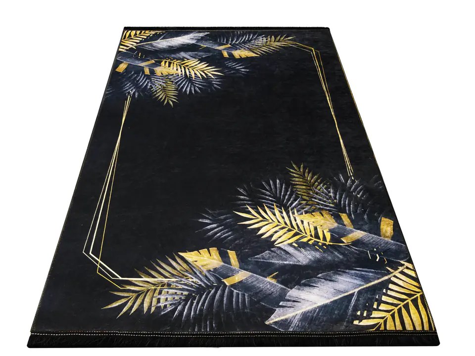 ⁨Dywan BLACK and GOLD 01 : Kolor - czarny, Rozmiar - 80 x 150 cm⁩ w sklepie Wasserman.eu