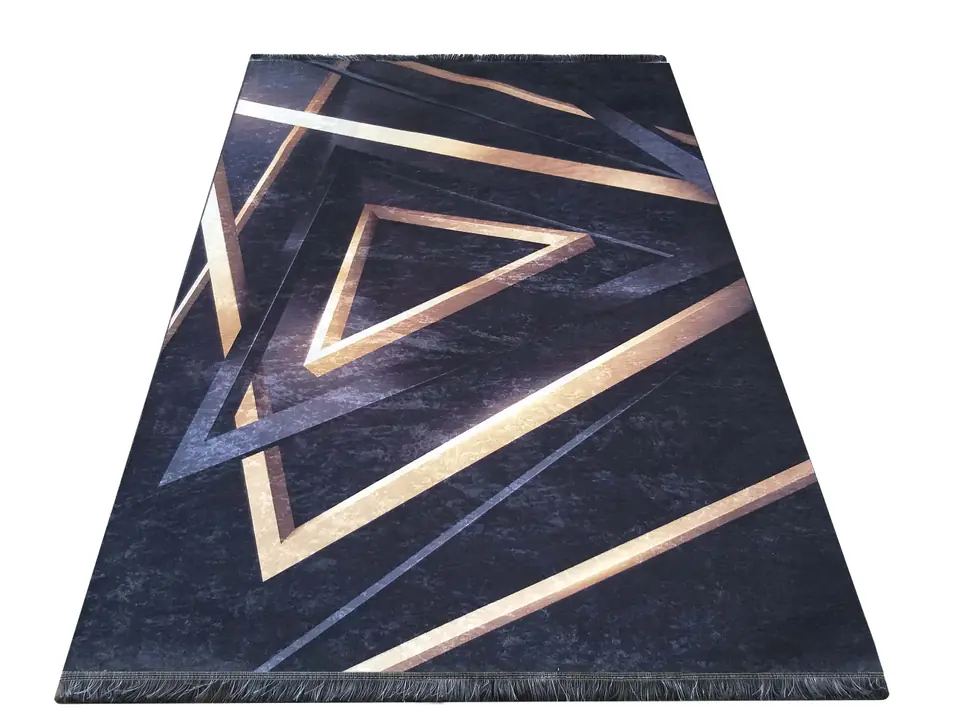 ⁨Dywan BLACK and GOLD 03 : Kolor - czarny, Rozmiar - 80 x 150 cm⁩ w sklepie Wasserman.eu