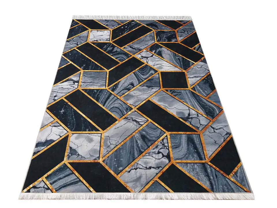 ⁨Dywan BLACK and GOLD 04 : Kolor - czarny, Rozmiar - 160 x 220 cm⁩ w sklepie Wasserman.eu