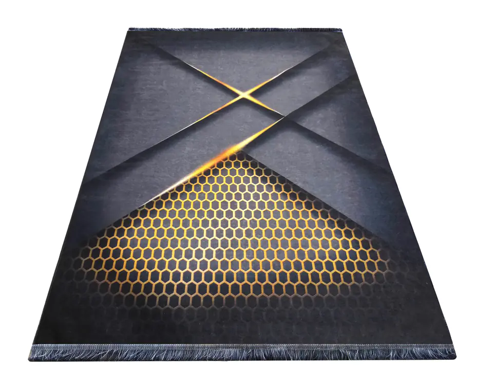 ⁨Dywan BLACK and GOLD 05 : Kolor - czarny, Rozmiar - 80 x 150 cm⁩ w sklepie Wasserman.eu