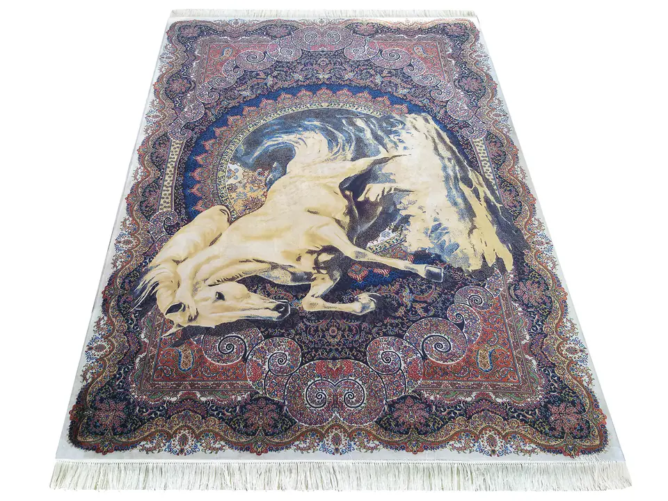 ⁨Dywan Ekskluzywny Qum Silk 04 Navy : Rozmiar - 200 x 300 cm, Kolor - granatowy⁩ w sklepie Wasserman.eu