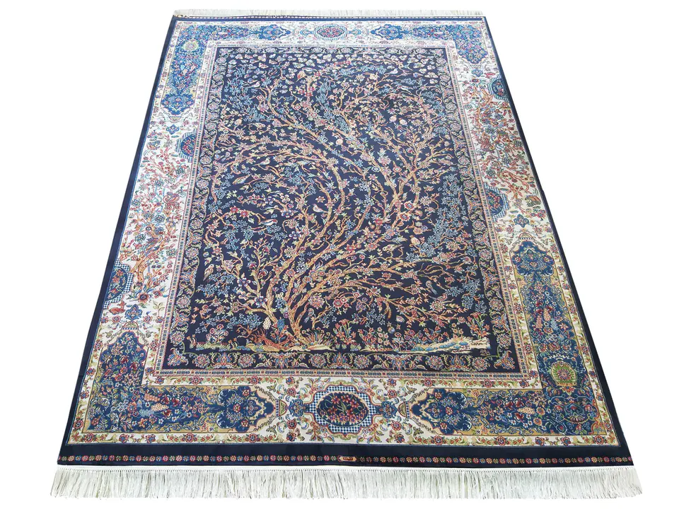 ⁨Dywan Ekskluzywny Qum Silk 11 Navy : Rozmiar - 200 x 300 cm, Kolor - granatowy⁩ w sklepie Wasserman.eu