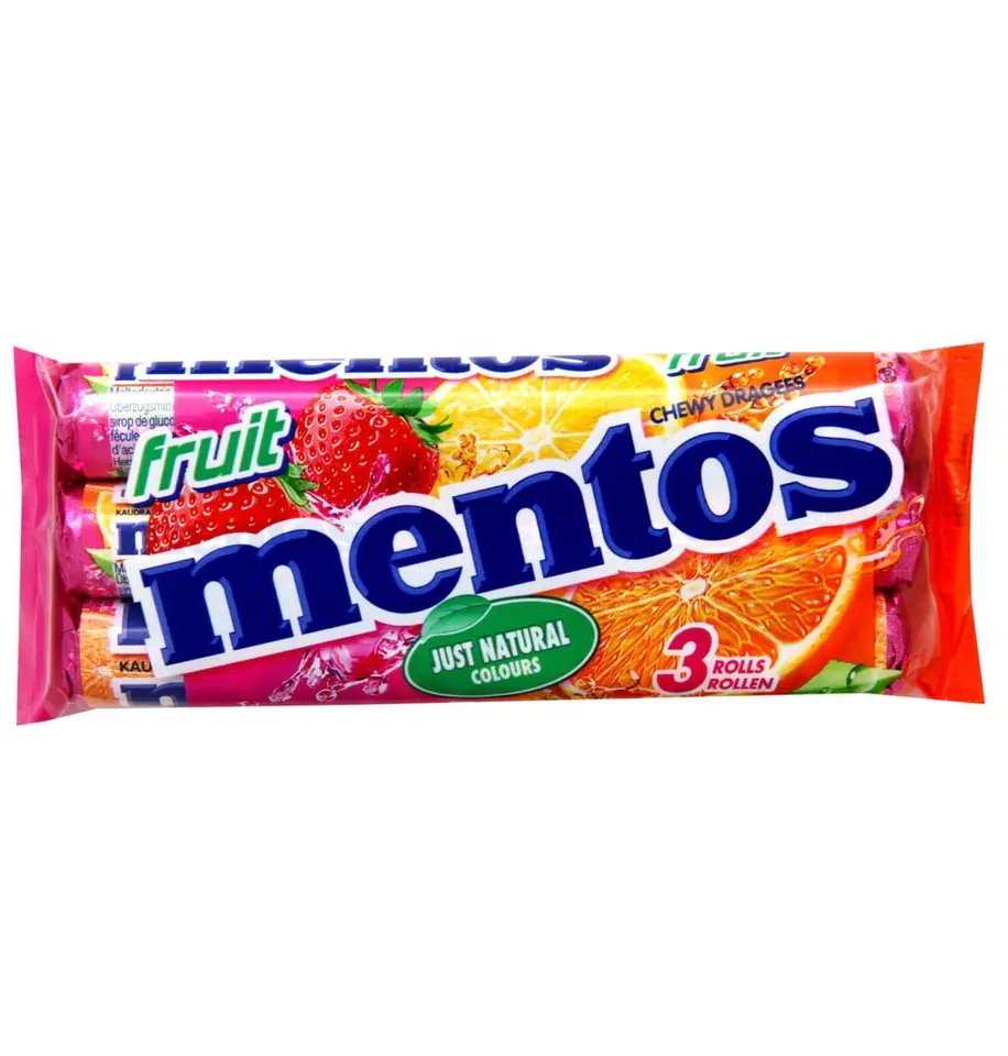 ⁨Mentos Frucht Kaubonbon 3x38 g⁩ w sklepie Wasserman.eu