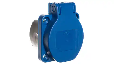 ⁨Panel mount socket 10/16A 2P+Z 230V /50x50/ blue IP54 108-0bc⁩ at Wasserman.eu