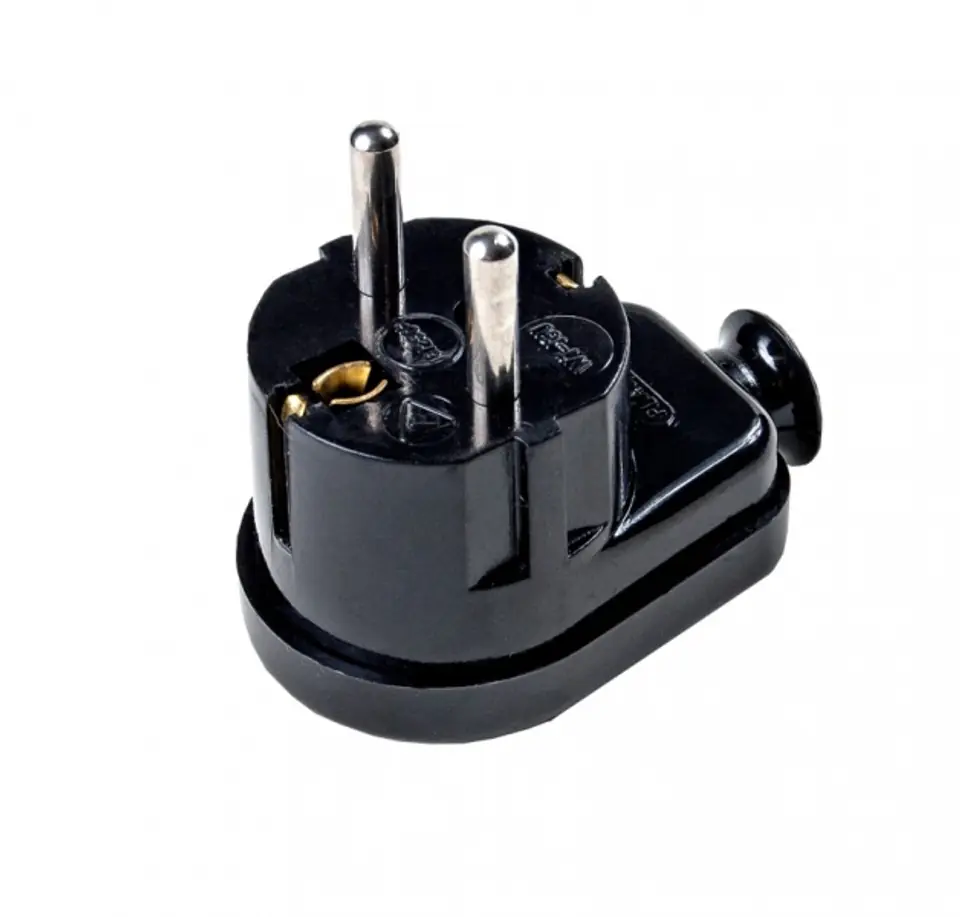 ⁨Angled plug 2P+Z Schuko, black⁩ at Wasserman.eu