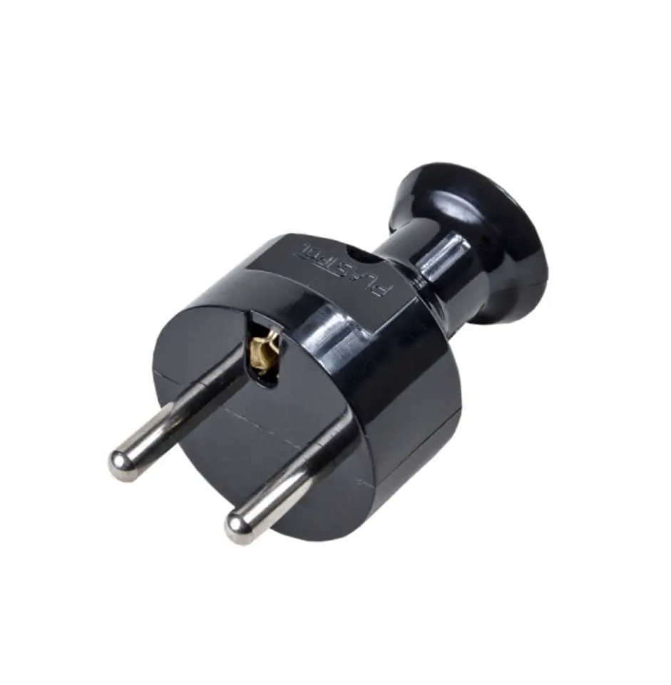 ⁨Straight plug 2P+Z, black⁩ at Wasserman.eu