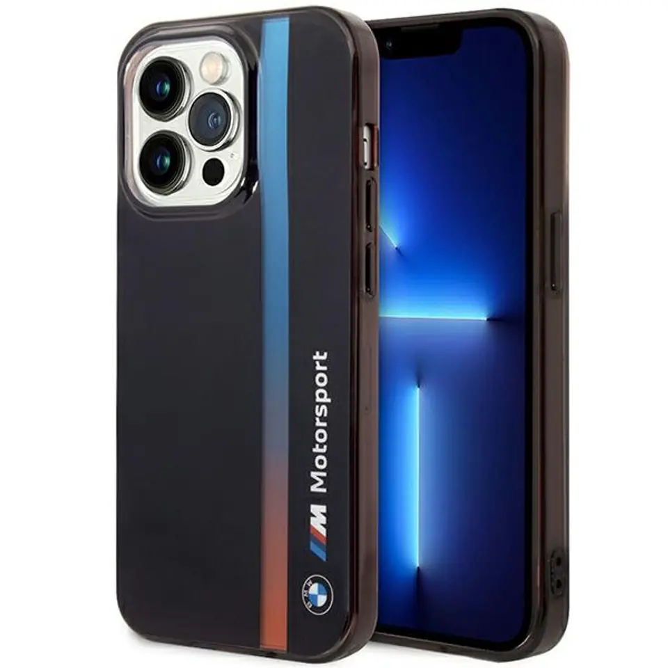 ⁨Etui BMW BMHCP14L22HVGV iPhone 14 Pro 6.1" czarny/black IML Tricolor Stripe⁩ w sklepie Wasserman.eu