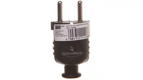 ⁨Plug straight 10/16A 2P+Z UNI-SCHUKO IP20 black 08295⁩ at Wasserman.eu