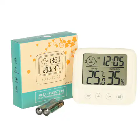 ⁨Higrometr zegar termometr pokojowy wilgotnościomierz LCD⁩ w sklepie Wasserman.eu