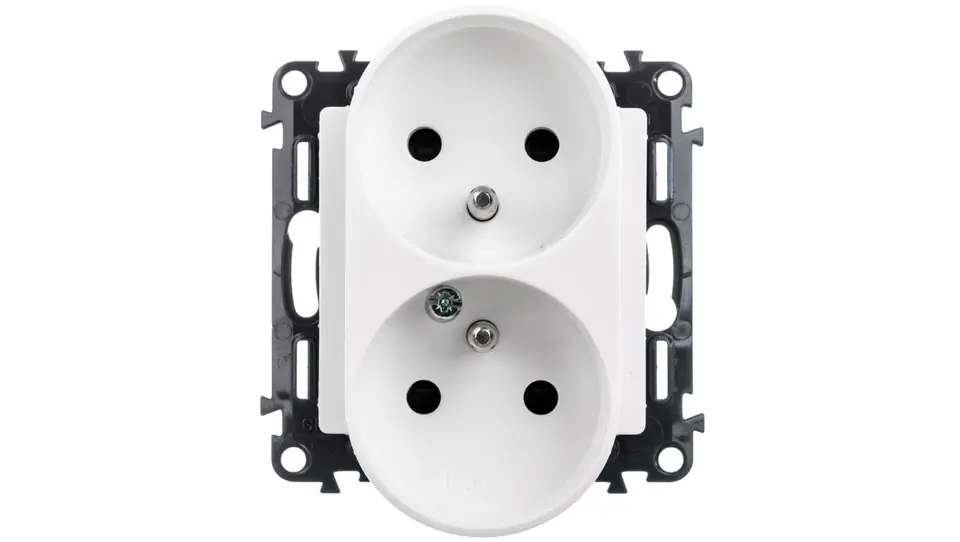 ⁨VALENA LIFE Gniazdo podwójne 2P+Z z przesłoną białe 753190⁩ w sklepie Wasserman.eu
