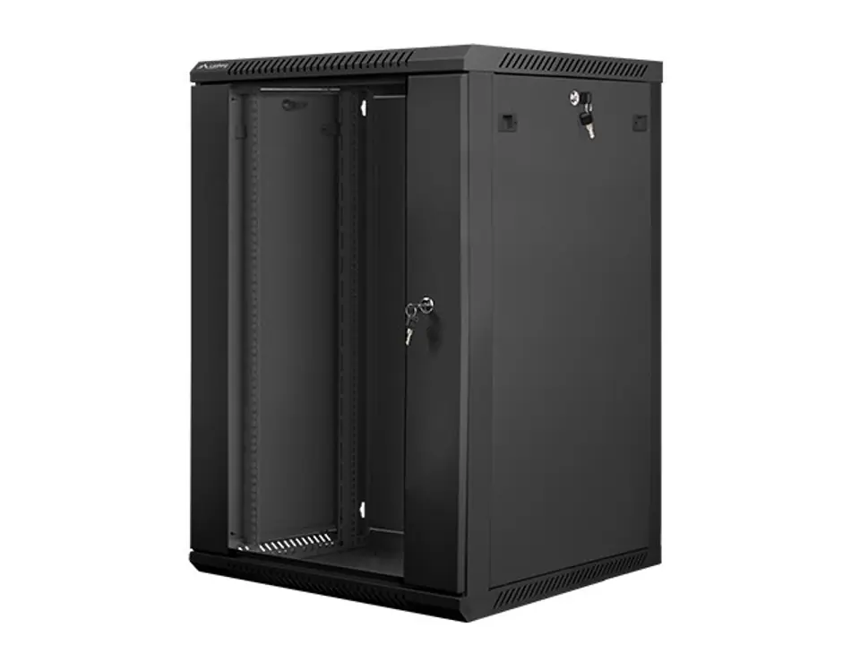 Hanging cabinet 19'' 18U 600X600mm black (glass door) at Wasserman.eu