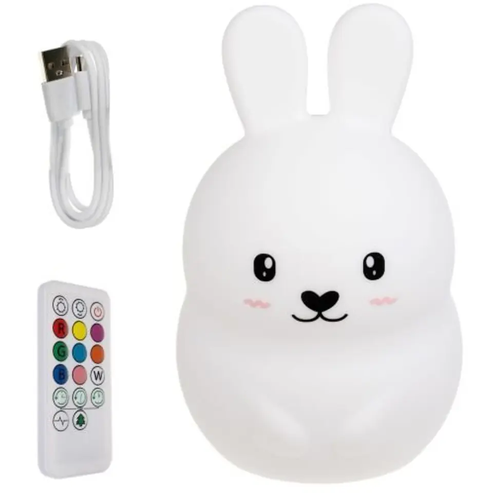 ⁨LED Silicone Night Light for Kids 9 Colors Bunny Rabbit + Remote Control Lamp⁩ at Wasserman.eu