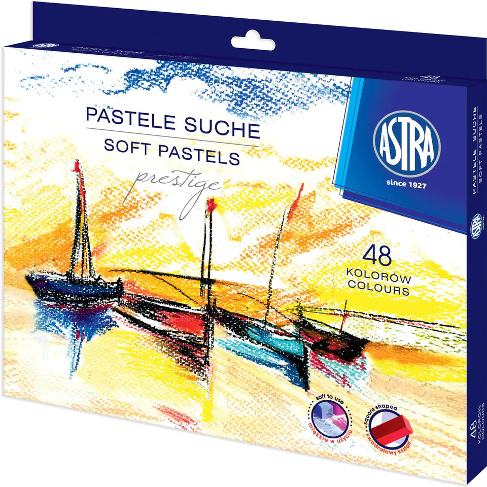 ⁨Kredki pastele suche 48 kolorów PRESTIGE kwadratowe 323120004 ASTRA⁩ w sklepie Wasserman.eu