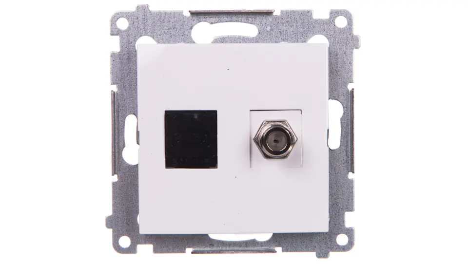 ⁨Simon 54 Antenna and computer socket type F + RJ45 cat.6 white DASFRJ45.01/11⁩ at Wasserman.eu