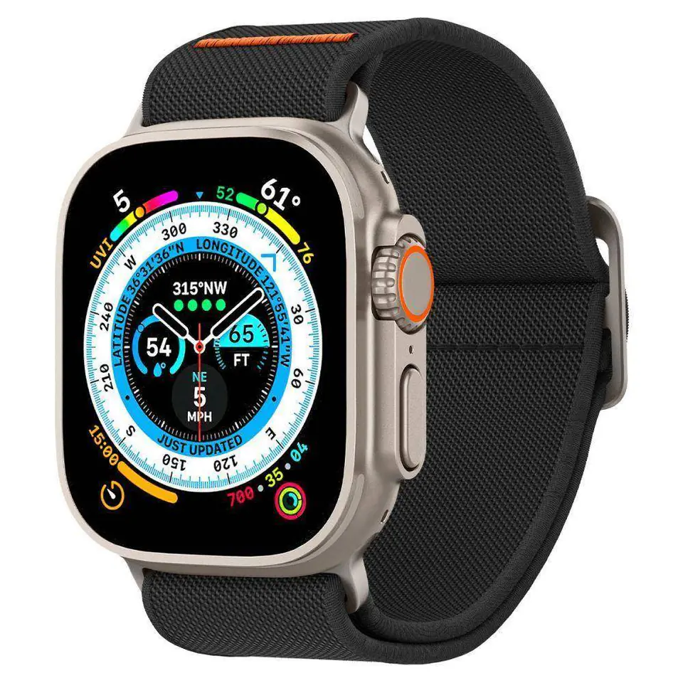 ⁨Pasek do APPLE WATCH 4 / 5 / 6 / 7 / 8 / SE / ULTRA (42 / 44 / 45 / 49 MM) Spigen Fit Lite Ultra czarne⁩ w sklepie Wasserman.eu