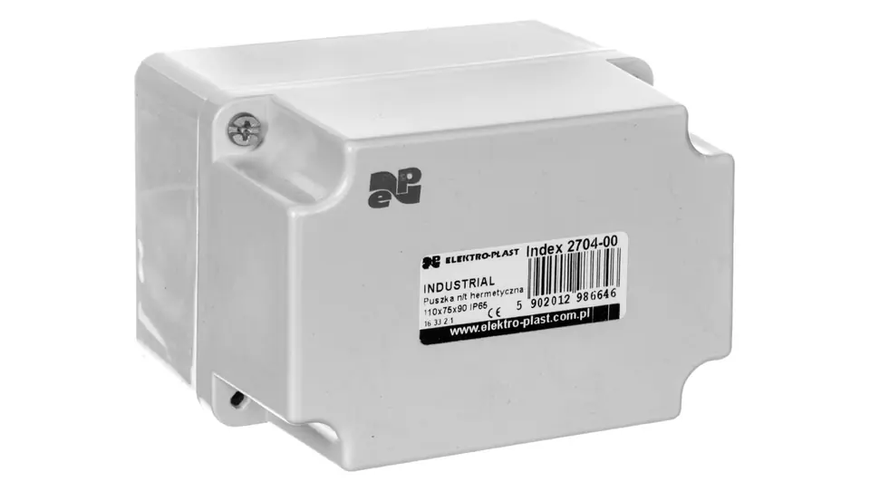 ⁨INDUSTRIAL Hermetic box n/t 110x75x90 IP65 grey 2704-00⁩ at Wasserman.eu