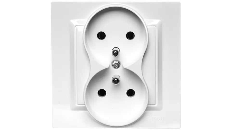 ⁨Simon 10 Gniazdo podwójne z/u MONOBLOCK 16A, 250V białe CGZ2/11⁩ w sklepie Wasserman.eu