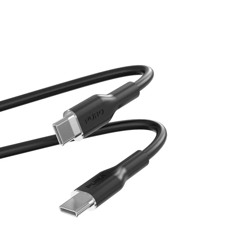 ⁨PURO ICON Soft Cable – Kabel USB-C do USB-C 1.5 m (Black)⁩ w sklepie Wasserman.eu